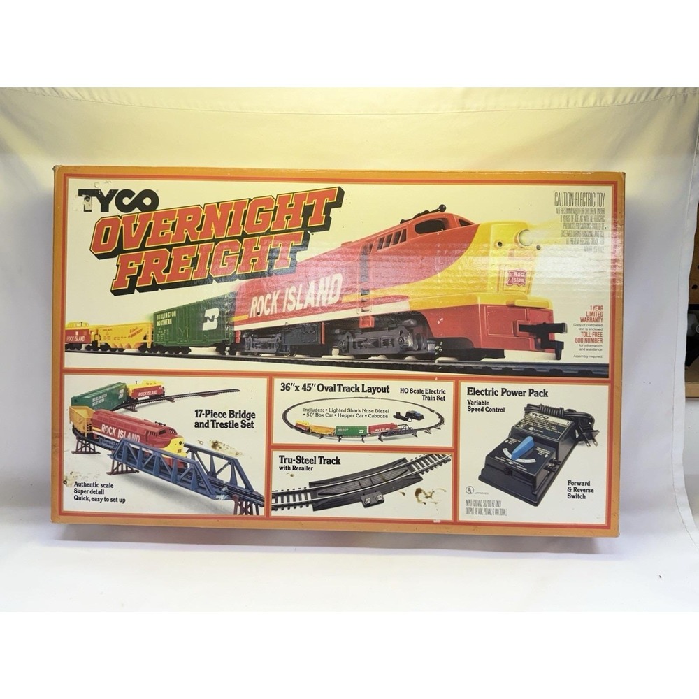 Tyco HO Overnight Freight Rock Island Sharknose Train Set #7401 *New Sealed*